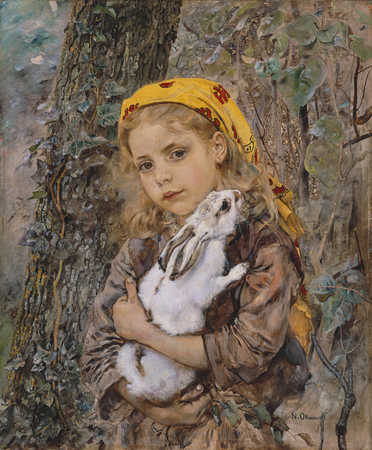Anton Romako, Mädchen mit Kaninchen, 1877 © Landessammlungen NÖ